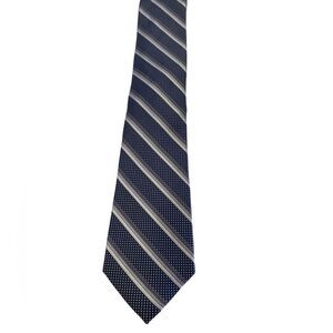 ProntoUomo Mens wearhouse gray silver navy paisley stripe X long 100% silk